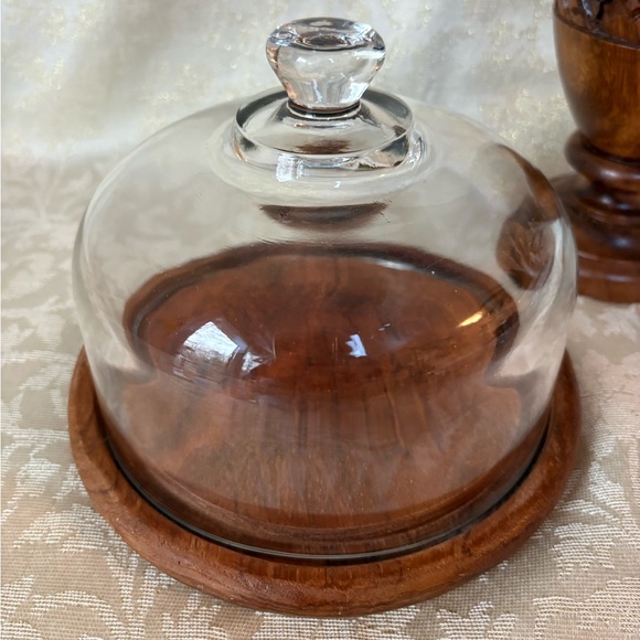 Dolphin Teakwood Base and Glass Dome Cloche - Picture 3 of 7